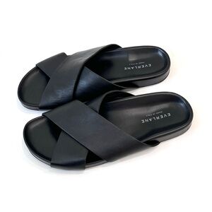 Everlane The Form Crossover Leather Footbed Sandal Black Made In Italy Women's 8